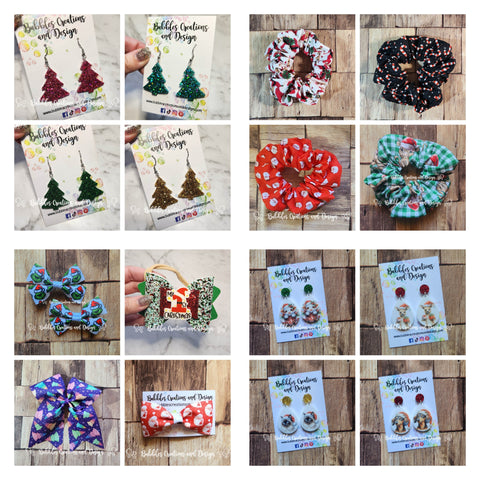 Christmas Hair Bows, Earrings &amp; Scrunchies