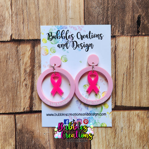 Cancer Ribbon - Earrings. Style 2