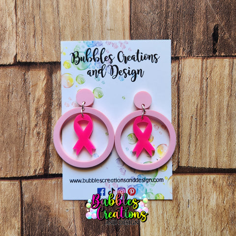 Cancer Ribbon - Earrings. Style 3