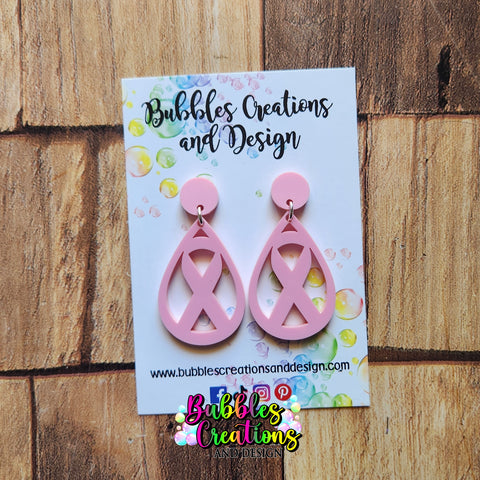 Cancer Ribbon - Earrings. Style 4