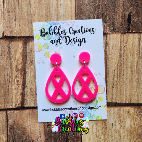 Cancer Ribbon - Earrings. Style 5
