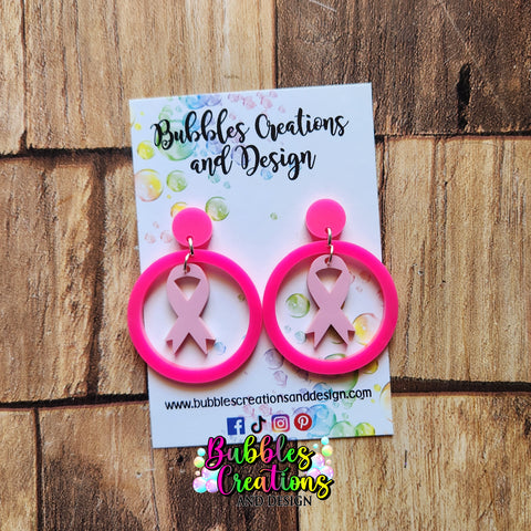 Cancer Ribbon - Earrings. Style 6