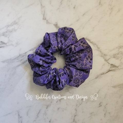 Purple & Gold Flowers - Scrunchie