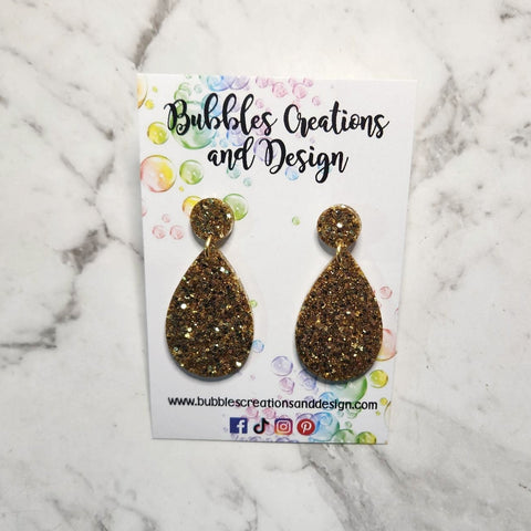 Gold - Glitter Dangle Earrings