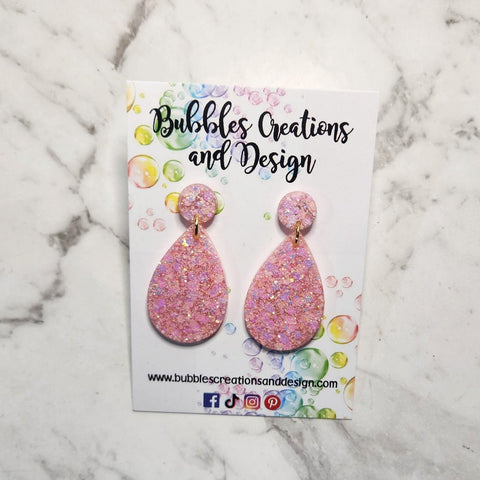 Light Pink - Glitter Dangle Earrings
