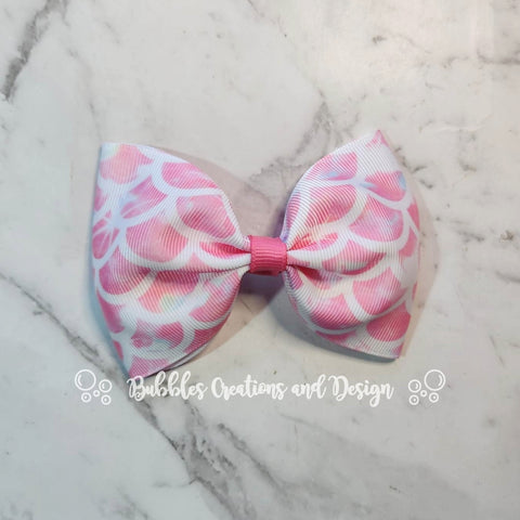 Pink Mermaid Scales "Tux" Style Bow