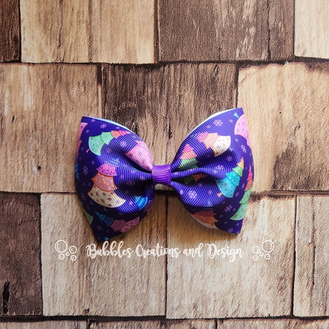 Purple Trees "Tux" Style Bow