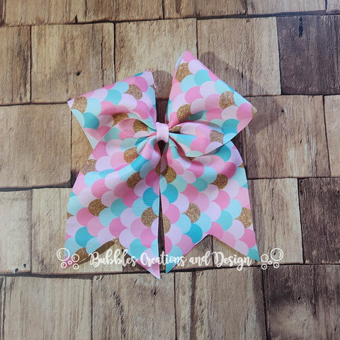 Mermaid Scales "O.T.T. CHEER" Style Bow