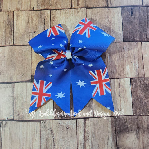 Australian Flag "O.T.T. CHEER" Style Bow