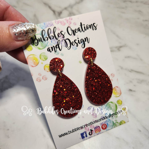 Red - Glitter Dangle Earrings