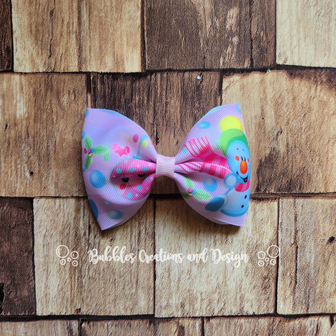 Pink Snowman "Tux" Style Bow