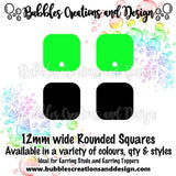 Acrylic Earring Toppers – 12mm Rounded Squares