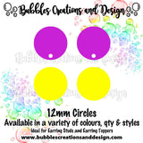 Acrylic Earring Toppers – 12mm Circle