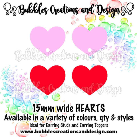 Acrylic Earring Toppers – 15mm Hearts