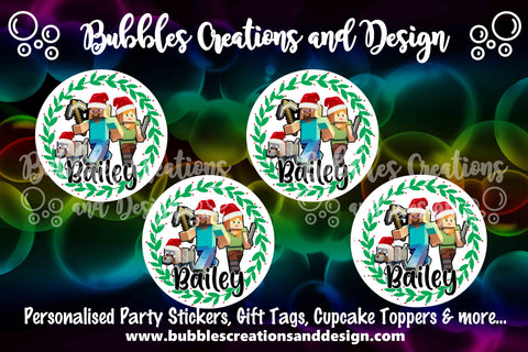 Personalised Christmas Stickers - Minecraft