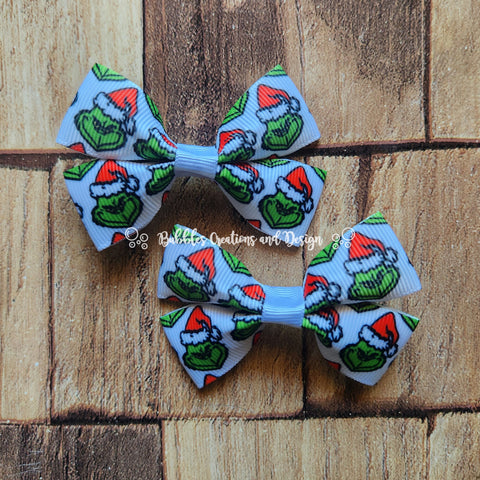 Grinch RIBBON HAIR CLIPS