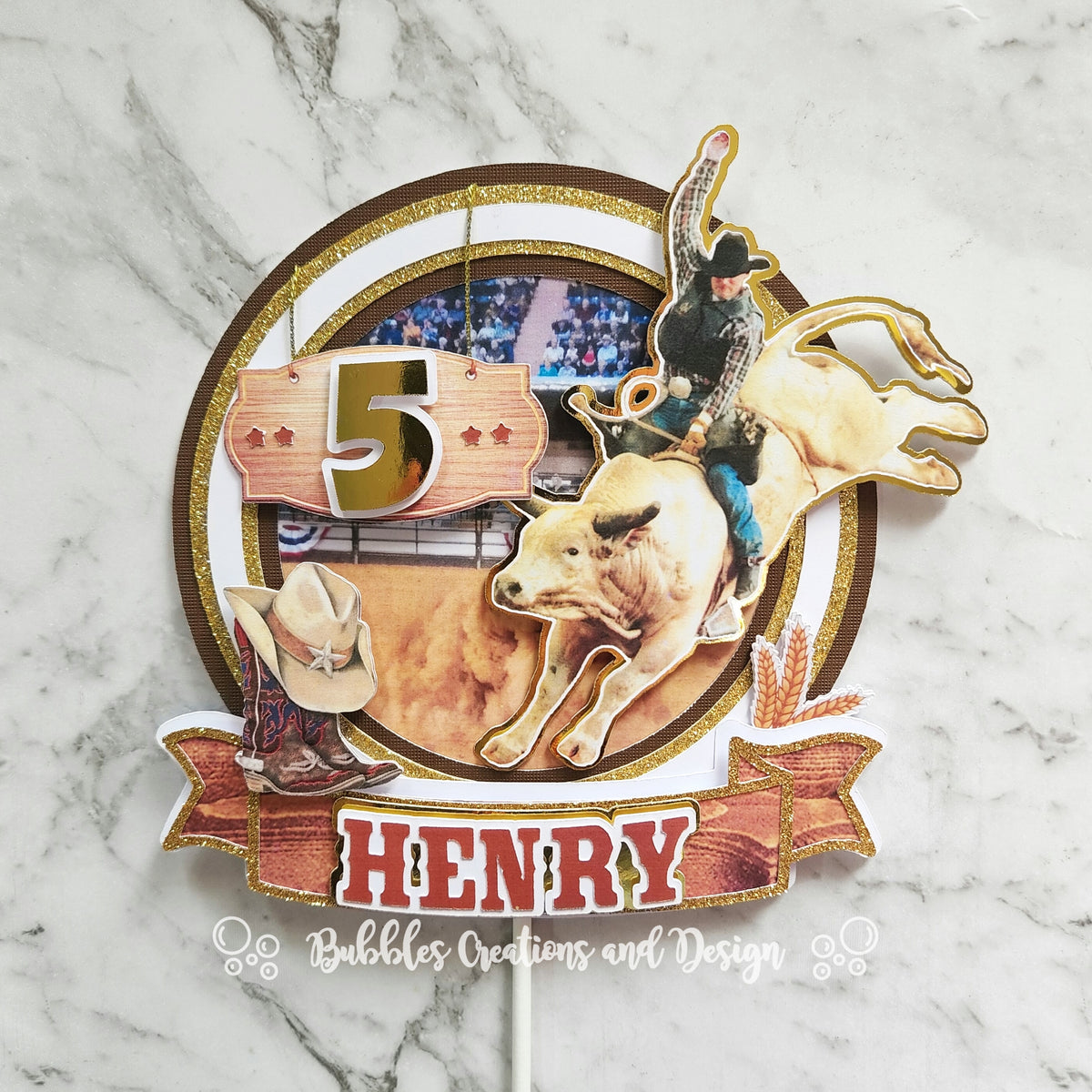 Bucking Bull Rodeo - 3D Layered Cake Topper â Bubbles Creations and Design