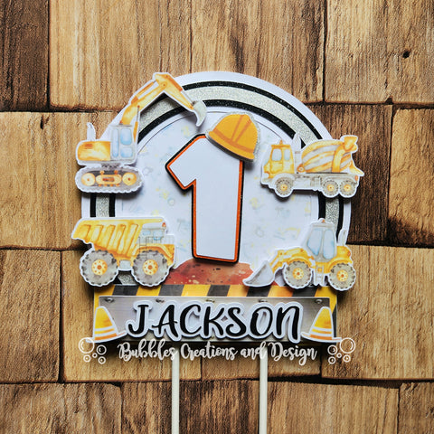 Construction Machinery - 3D  Layered Cake Topper