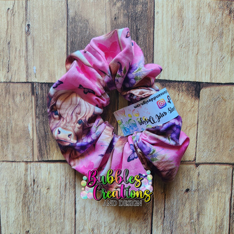 Pink Highland Cow - Scrunchie