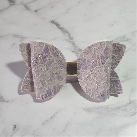 Grey Lace "Maria" Style Bow