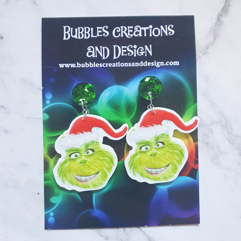 Fuzzy Grinch - Earrings