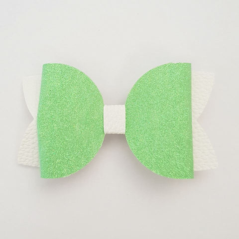 Green and White "Maria" Style Bow