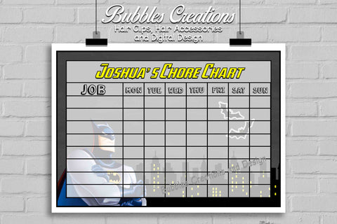 Batman Chore Chart- Personalised