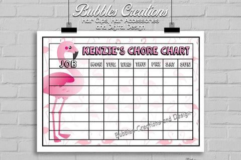 Flamingo Chore Chart- Personalised