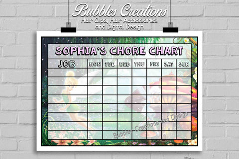 Tinkerbell Chore Chart- Personalised
