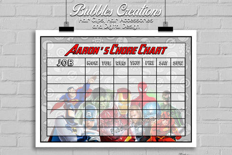 Super Heroes Chore Chart- Personalised