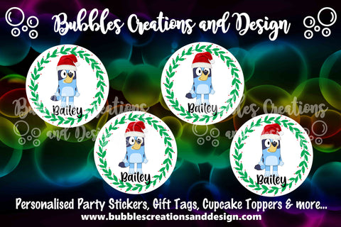 Personalised Christmas Stickers - Bluey