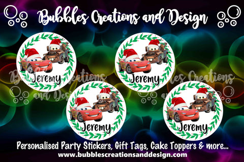 Personalised Christmas Stickers - Cars