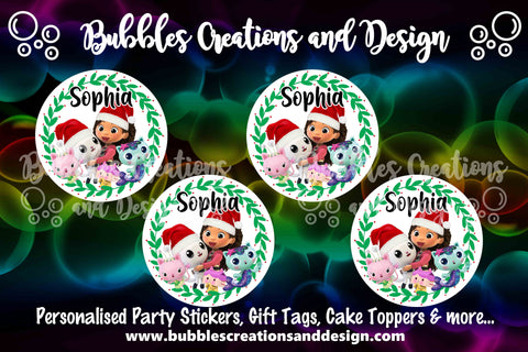 Personalised Christmas Stickers - Gabby's Dollhouse