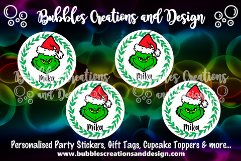 Personalised Christmas Stickers - The Grinch
