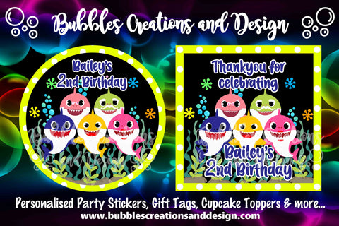 Personalised Party Stickers - Baby Shark