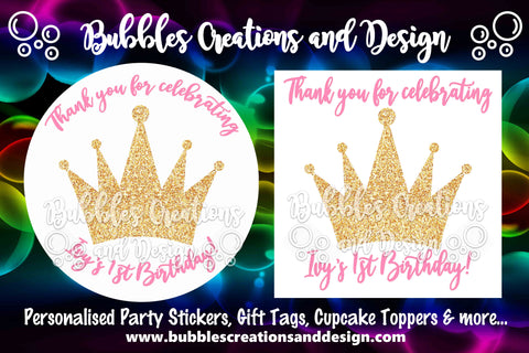 Personalised Party Stickers - Crown