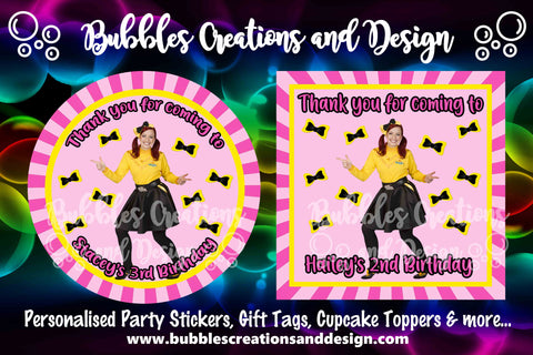 Personalised Party Stickers - Emma Wiggle