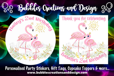 Personalised Party Stickers - Flamingoes
