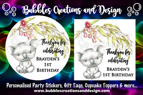 Personalised Party Stickers - Koala