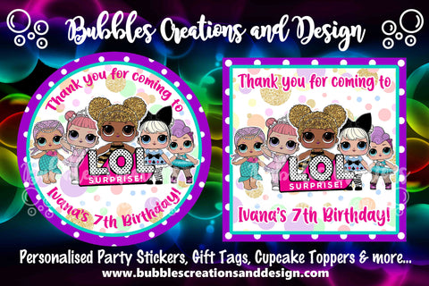Personalised Party Stickers - LOL DOLLS