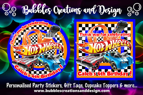 Personalised Party Stickers - Hot Wheels