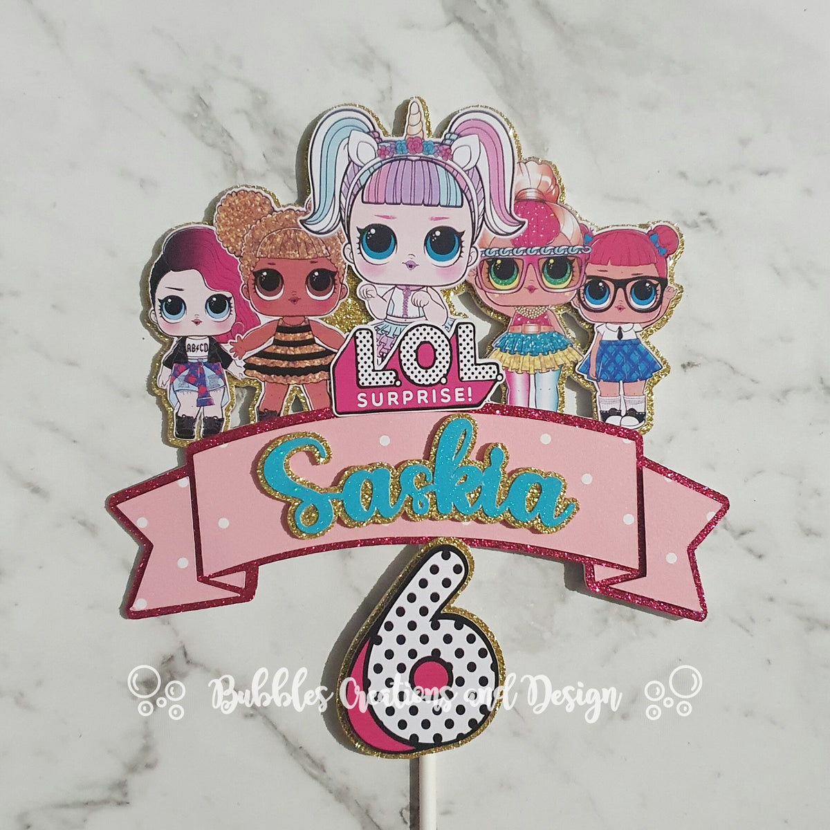LOL Doll 3D Layered Cake Topper Bubbles Creations and Design