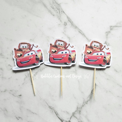 Lightning McQueen and Mater Cars - Cupcake Toppers