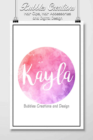 Pink/Purple Water Colour Name Design- Personalised
