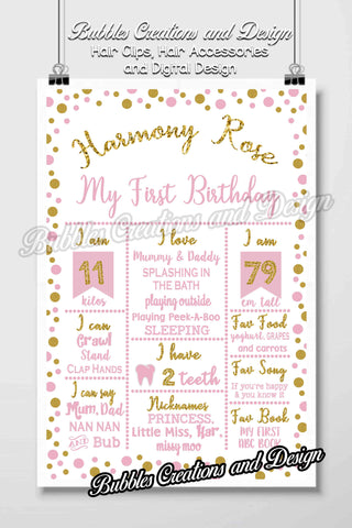 Pink and Gold Spots Birthday Board Design