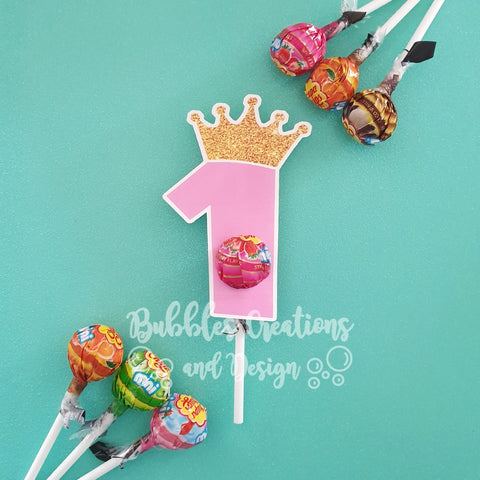 Number 1 with gold effect Crown - Lollipop Holders