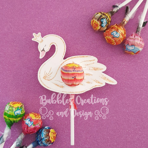 Swan with printed Gold effect - Lollipop Holders