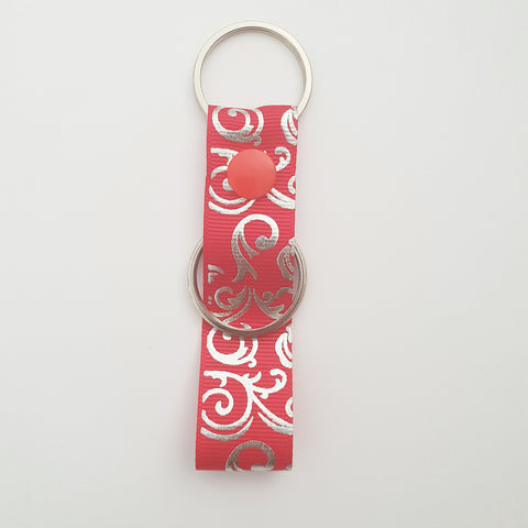 Red & Silver Swirls Personalised Bag Tag