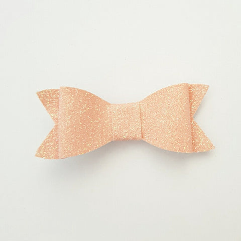 Peach/Pink glitter "LILLY" Style Bow