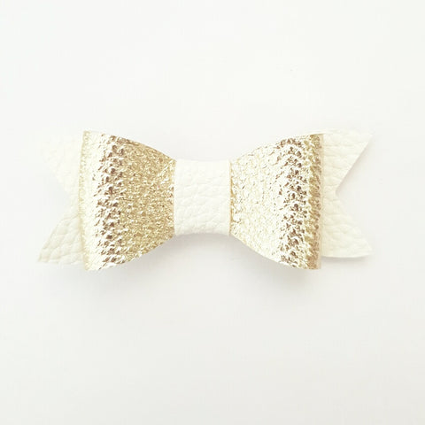 Gold & White "LILLY" Style Bow